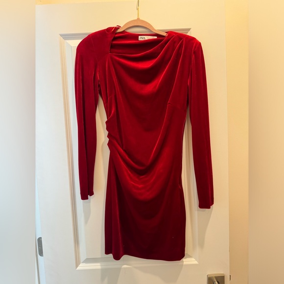 Zara Black Sequin Dress Long Zara Dresses Zara Black Velvet Mini Dress Long  Sleeve Asymmetric Neckline
